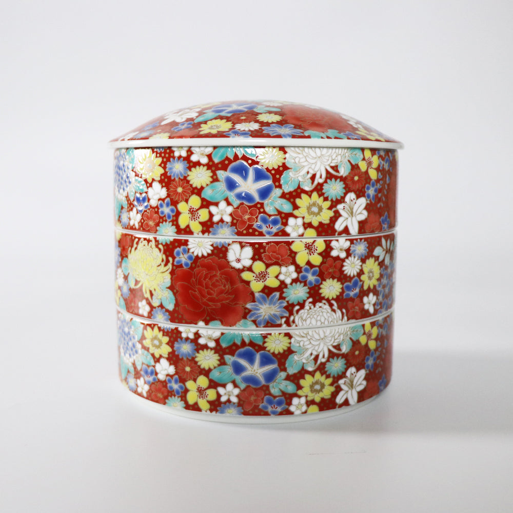 Kutani Ware 3 Tiered Bento Box | Seikou