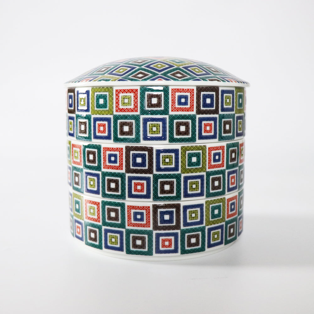 Kutani Ware 3 Tiered Bento Box | Seikou